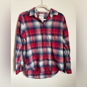Boyfriend fit Red and Blue Plaid Shirt